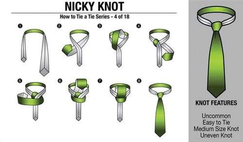 Схема как завязать галстук узлом Никки